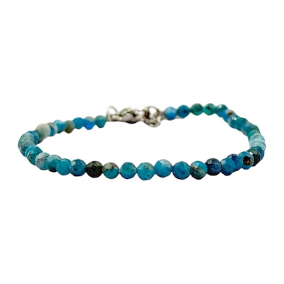 3mm Apatite B Faceted Bead Bracelet with Adjustable Chain